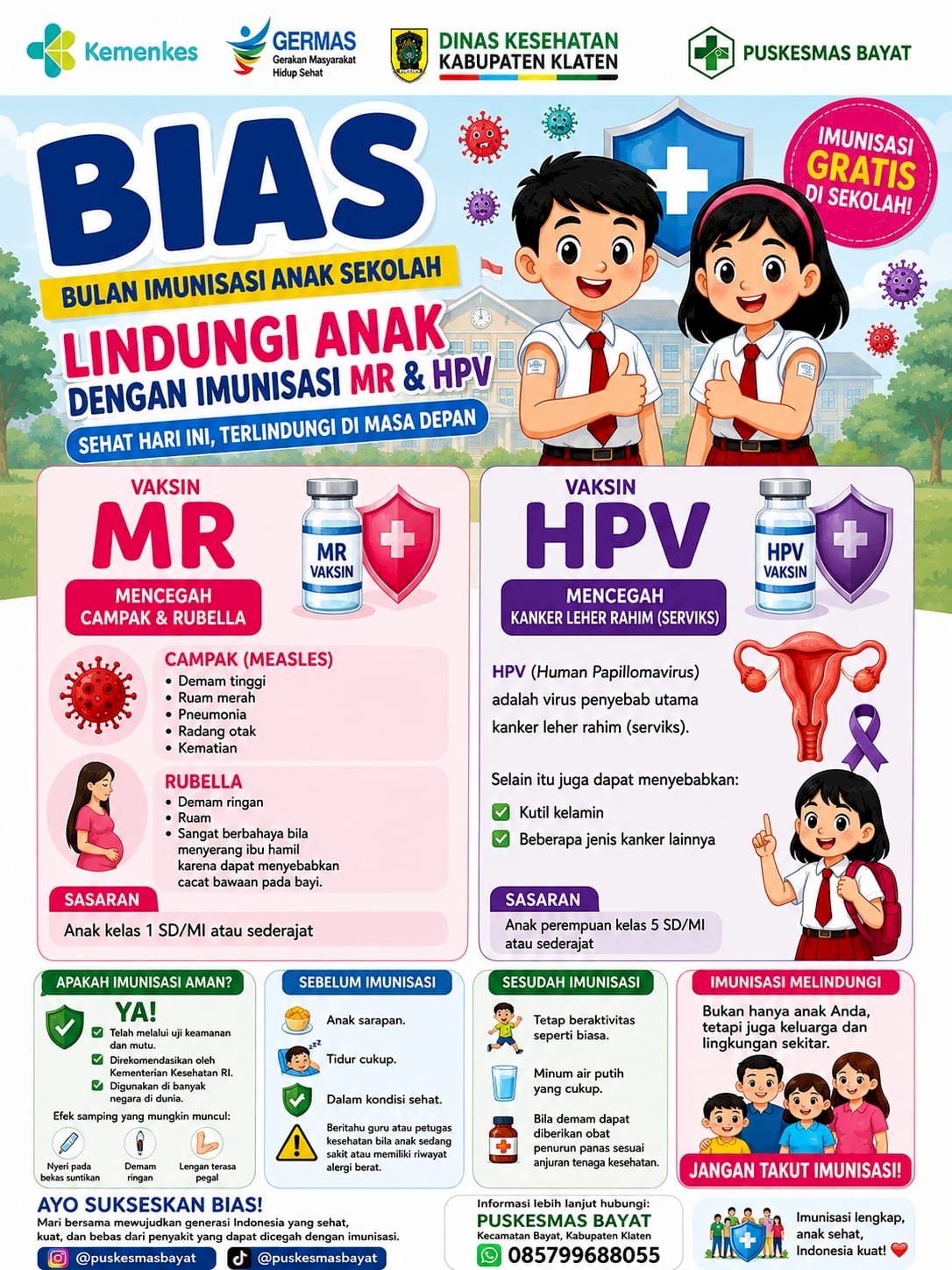 Ayo Sukseskan BIAS! Lindungi Anak Kita dengan Imunisasi MR & HPV!